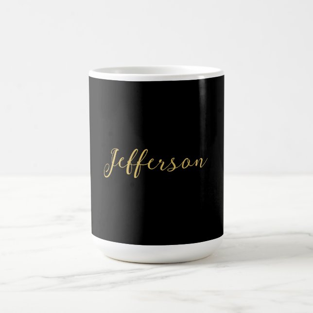 Guld svart färg elegant modern minimalistisk namn kaffemugg (Center)