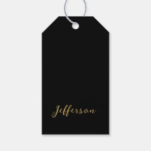 Guld svart färg elegant modern minimalistisk namn presentetikett