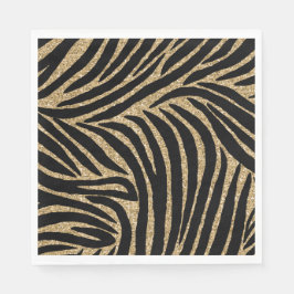 Guld svart Faux Glitter Zebra tryck Pappersservett