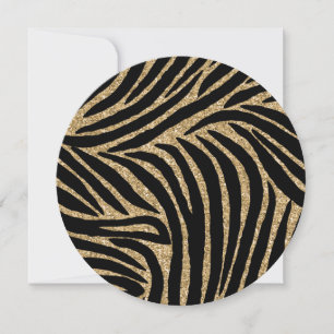 Guld svart Faux Glitter Zebra tryck Sweet sixteen Inbjudningar