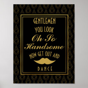 Guld- & svart GENTLEMANBADRUM för modern konstdeco Poster
