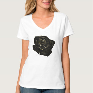 Guld Svart Glam Ros Elegant Klassisk Unik Grafisk T Shirt