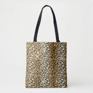 Guld & Svart Glitter Glam Leopardfläckar Tryck Tygkasse