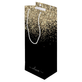 Guld Svart Glitter Skrift Monogram Flickaktigt Nam