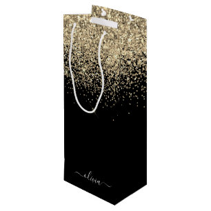 Guld Svart Glitter Skript Monogram Flickaktigt Nam