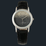 Guld Svart Glitter Skript Monogram Flickaktigt Nam Armbandsur<br><div class="desc">Svart och Guld Glitter Glans Skript Monogram Namn Klocka. Detta gör den perfekta examen,  födelsedag,  bröllop,  bröllopsdusch,  årsdag,  baby shower eller möhippa present för någon som älskar glamour lyx och chic stilar.</div>