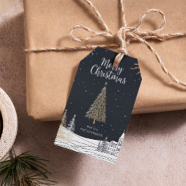 Guld & Svart God Jul Högtid Presentetikett