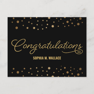 Guld Svart Grattis Examensmottagare Meddelande Vykort