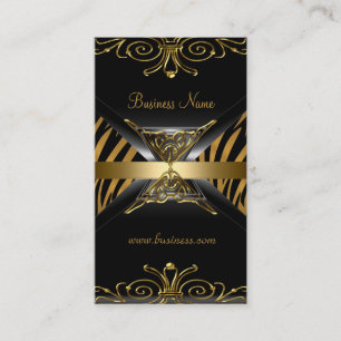 Guld Svart Guld Art Deco Zebrastreck Visitkort