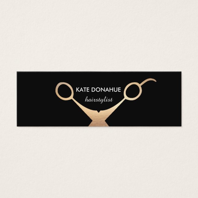 Guld Svart Hair Salon Möte Litet Visitkort (Framsidan)