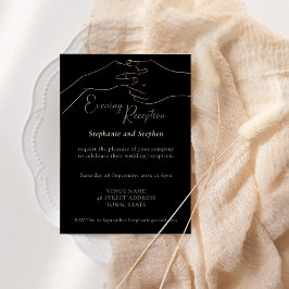 Guld Svart Håller Händer Bröllopsmottagning Inbjudningar