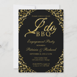 Guld Svart Jag Gör BBQ Förlovningsfest Inbjudan