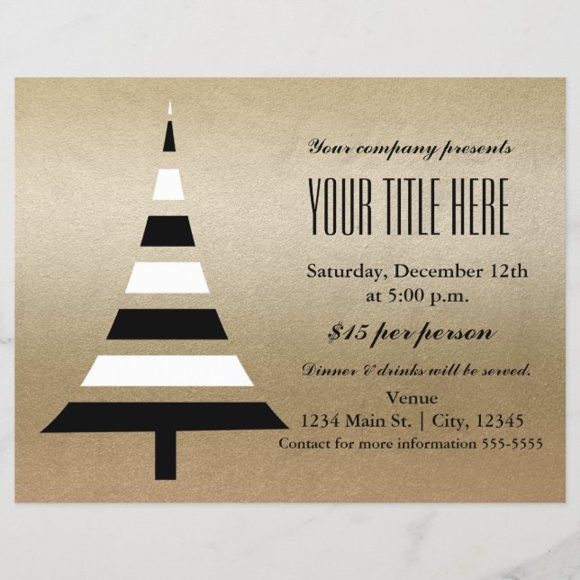 Guld & Svart Julgran Holiday Fest Flyer (Framsidan)