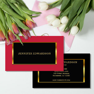 Guld svart kardinalröd elegant professionell visitkort