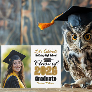 Guld Svart Klass 2026 Foto Examenfest Inbjudningar