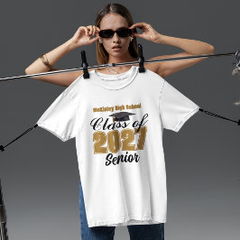 Guld Svart Klass 2027 High School Senior Anpassad T Shirt