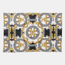 Guld svart kökshandduk