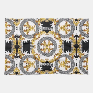 Guld svart kökshandduk