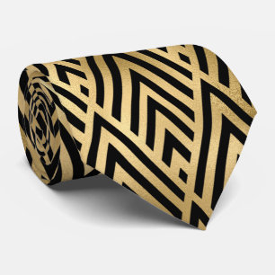 Guld svart konst deco tippad mönster nacke slips
