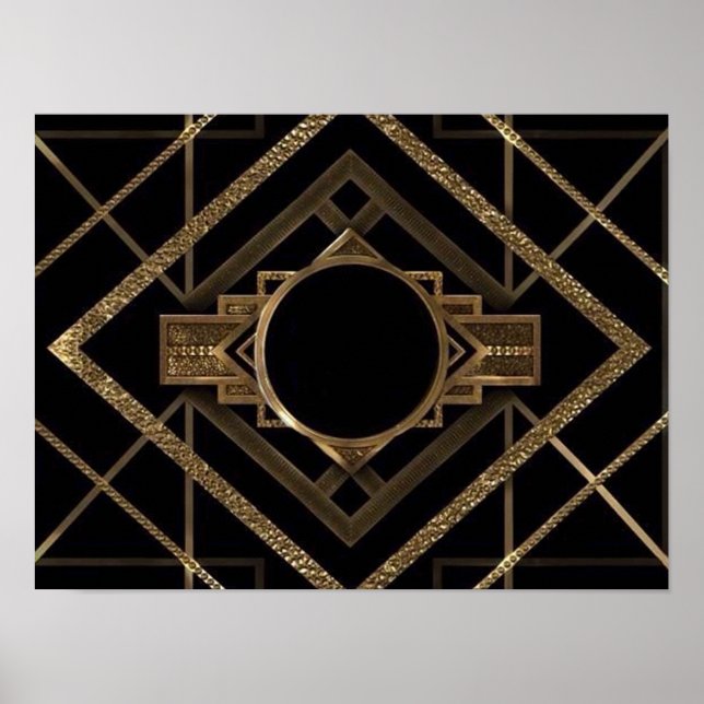 guld, svart,konsthund, metallisk,mönster,vintage,c poster (Framsidan)