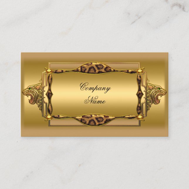 Guld Svart Leopard Guld Elegant Boutique 4 Visitkort (Framsida)