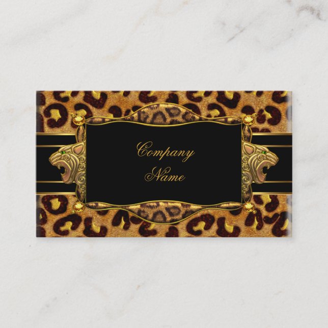 Guld Svart Leopard Guld Elegant Boutique 7 Visitkort (Framsida)