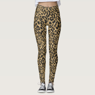 Guld/svart leopard Skriv ut damlaggningar Leggings