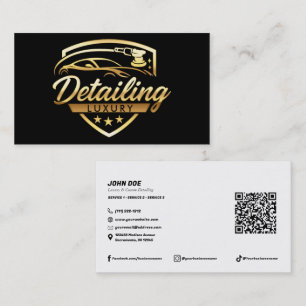 Guld & Svart Lyx Auto Car Detailing Karosseri Shop Visitkort