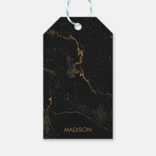 Guld Svart Marmor Presentetikett