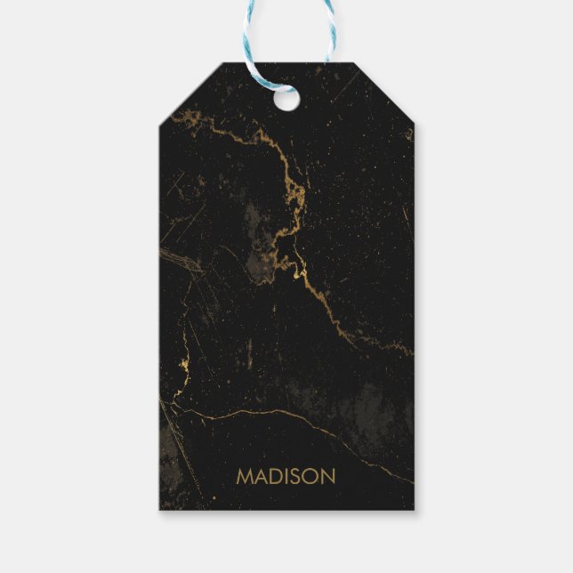 Guld Svart Marmor Presentetikett (Framsidan)