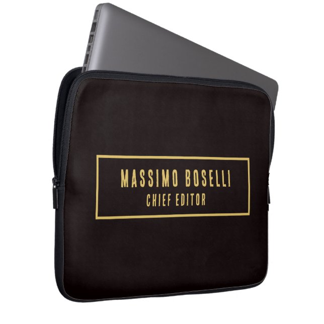 Guld & Svart Minimalistisk Professionell Modern Laptop Fodral (Framsidan Höger)