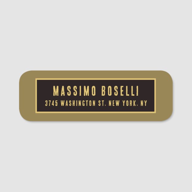 Guld & Svart Minimalistisk Professionell Modern Namnbricka (Framsida)