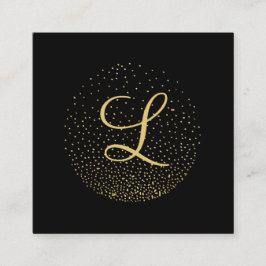 Guld & Svart | Modern Cirkelmonogram Professionell Fyrkantigt Visitkort