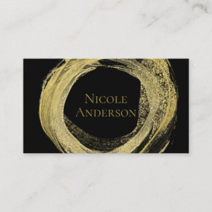 Guld & Svart Modern Målarpensel Glam Chic Elegant Visitkort