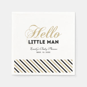 Guld & Svart Modern Pojk Babyshower Pappersserve Pappersservett