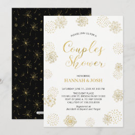 Guld & Svart Modern Stilfull Bröllopsfest För Par Inbjudningar