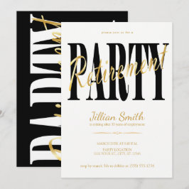 Guld & svart, moderna pensionpartyinbjudningar inbjudningar