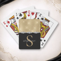 Guld Svart Monogram Diamanter Elegant Lyx Anpassad