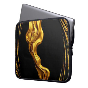 Guld Svart Monokrom Christian Achempong Virvel Laptop Fodral