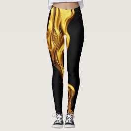 Guld Svart Monokrom: Opulent Swirl Achempong    Leggings