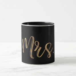Guld & Svart MRS. Typography Modern Minimal Typogr Mugg
