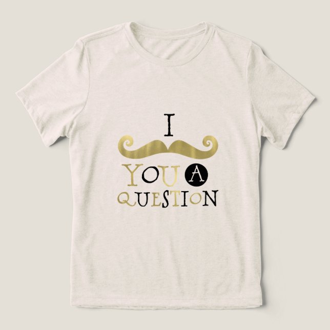 Guld Svart Mustasch T Shirt (Design Framsida)