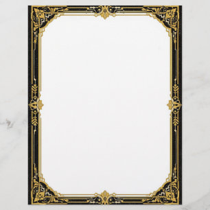Guld Svart och Vit Art Deco Brevpapper