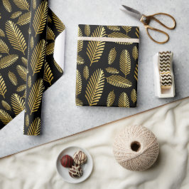 Guld Svart Palmbladsmönster Presentpapper