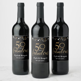 Guld svart Personlig 50 och Fabulous Elegant Vinflaska Etikett