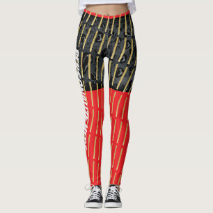 Guld Svart Röd Mix-up Modern Design Legging