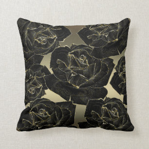 Guld & Svart Ros Glam Elegant Klassisk Chic Kudde