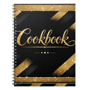 Guld Svart Skript Lyx Glitter Modern Chic Lyx  Anteckningsbok