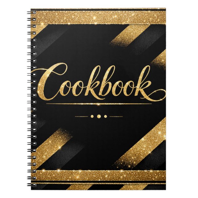 Guld Svart Skript Lyx Glitter Modern Chic Lyx  Anteckningsbok (Framsidan)