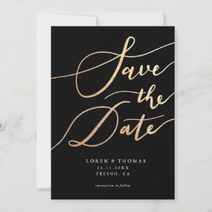 Guld Svart Skript Typografi Spara Datumet